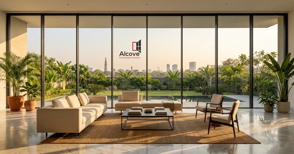 Modern black aluminium window frames