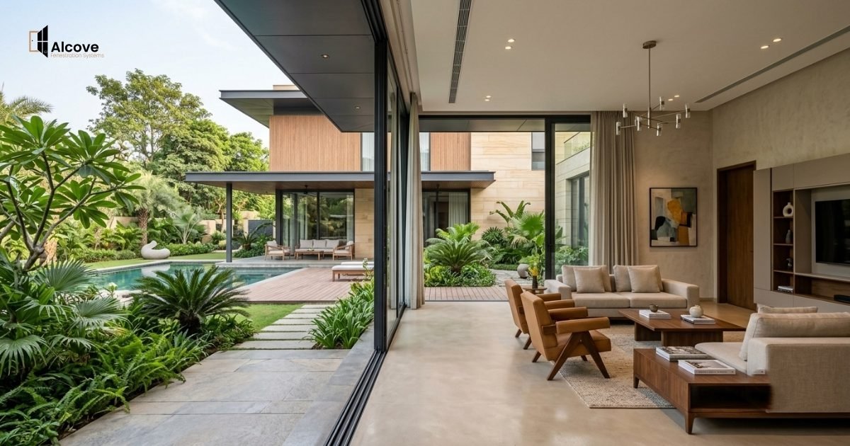 floor-to-ceiling slim aluminium doors