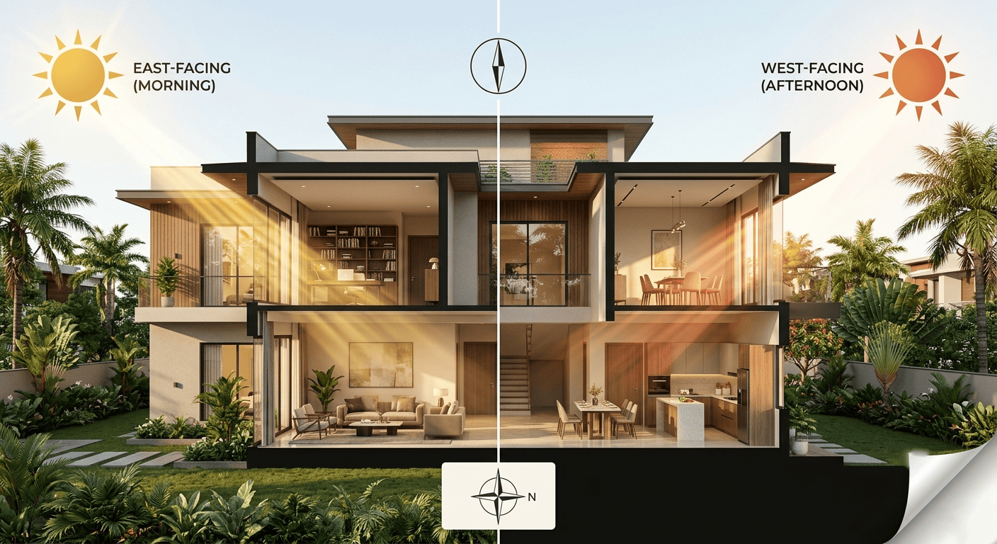 Window orientation and sunlight exposure in a modern Indian home